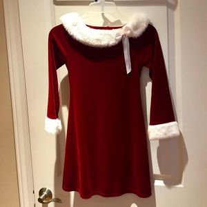 Girls Red Christmas Holiday Dress White Faux Fur